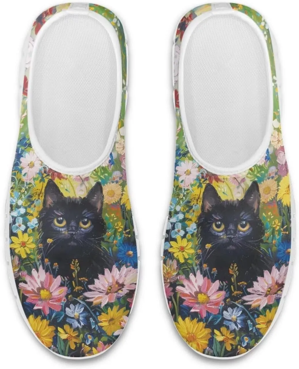 JoyLamoria Bright Blossom Walking Shoes Travel Clog Slip on Causal Loafer with Floral Print Fashion Sneakers for Men Women