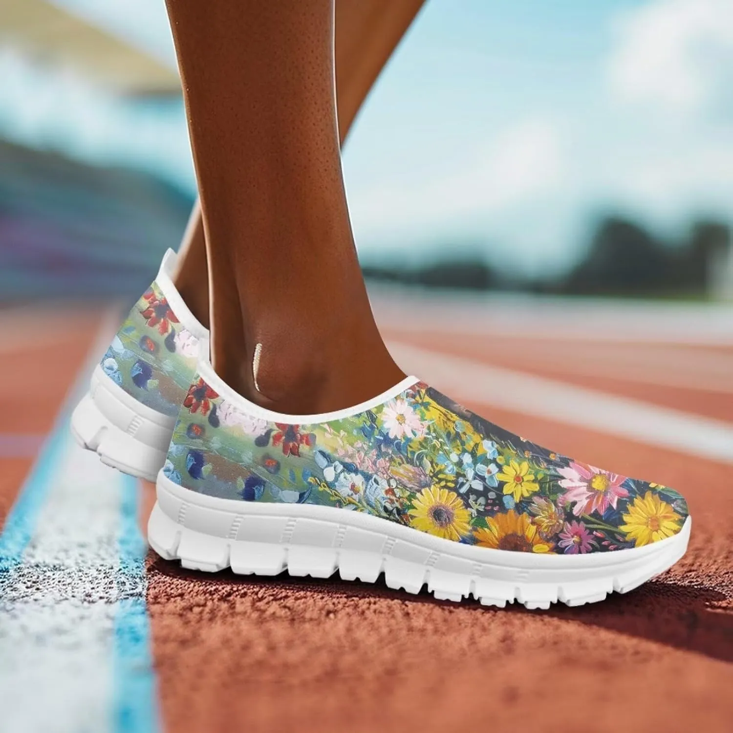 JoyLamoria Bright Blossom Walking Shoes Travel Clog Slip on Causal Loafer with Floral Print Fashion Sneakers for Men Women