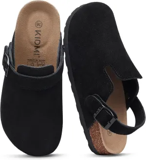 KIDMI Women's Suede Clogs with Adjustable Strap Cork Footbed Leather Mules Slip on Potato Shoes