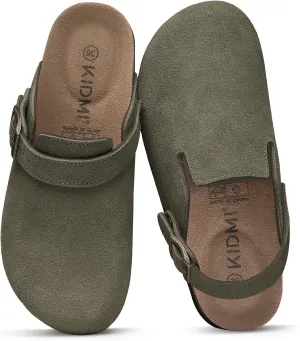 KIDMI Women's Suede Clogs with Adjustable Strap Cork Footbed Leather Mules Slip on Potato Shoes