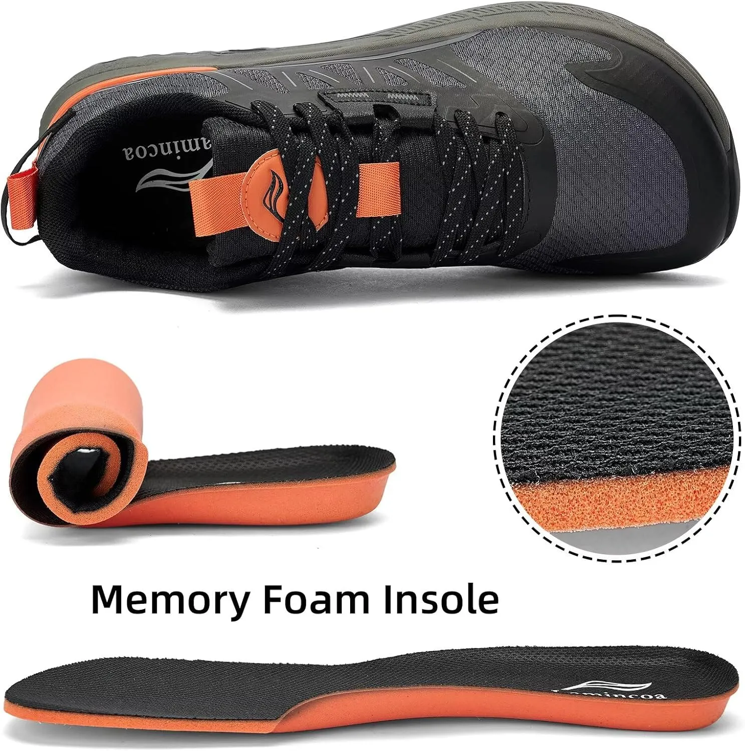 Lamincoa Wide Men's Sneakers Hiking Walking Lightweight Breathable Shoe Non-Slip Outdoor Sports Trail Running Tennis Sneaker