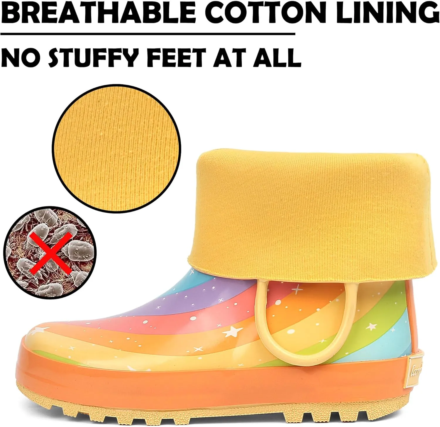 landchief Toddler Rain Boots, Kids Rain Boots Waterproof Rubber Boots for Girls and Boys with Fun Patterns and Easy-On Handles