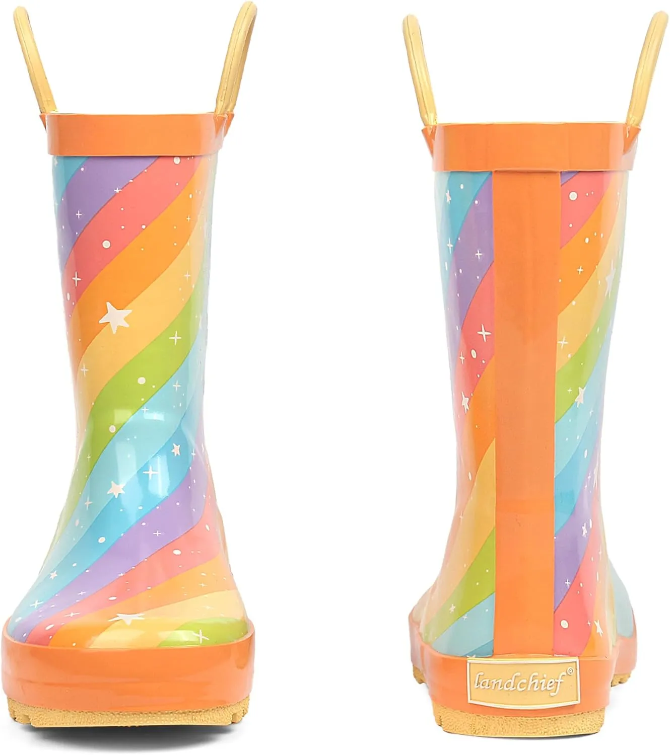landchief Toddler Rain Boots, Kids Rain Boots Waterproof Rubber Boots for Girls and Boys with Fun Patterns and Easy-On Handles