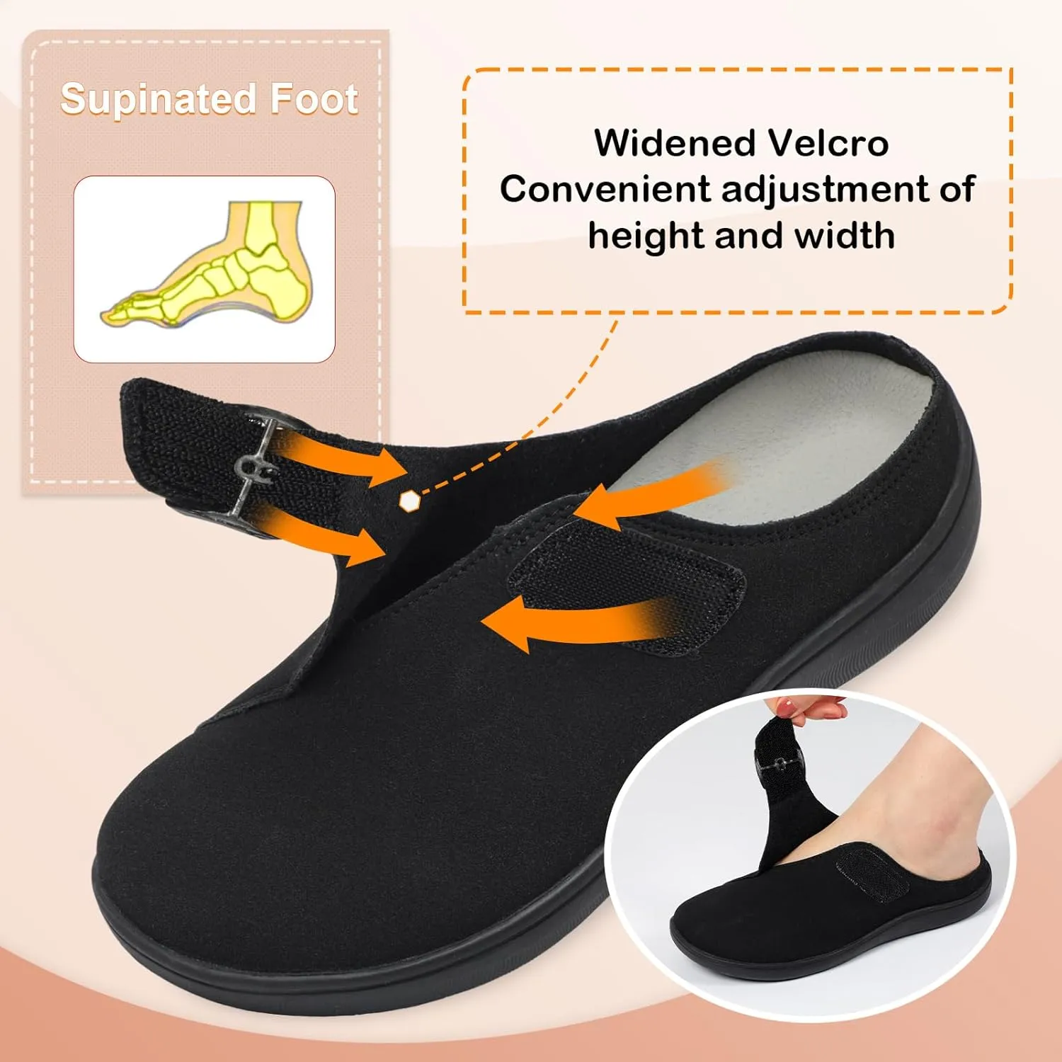 LeIsfIt Womens Wide Clogs Adjustable Diabetic Mules Slip on Clog Slippers for Swollen Edema Feet Wide Width Mules Potato Shoes