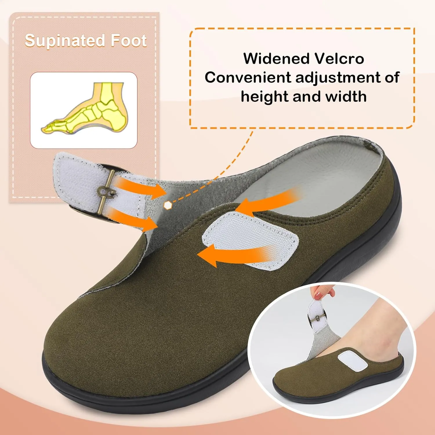 LeIsfIt Womens Wide Clogs Adjustable Diabetic Mules Slip on Clog Slippers for Swollen Edema Feet Wide Width Mules Potato Shoes