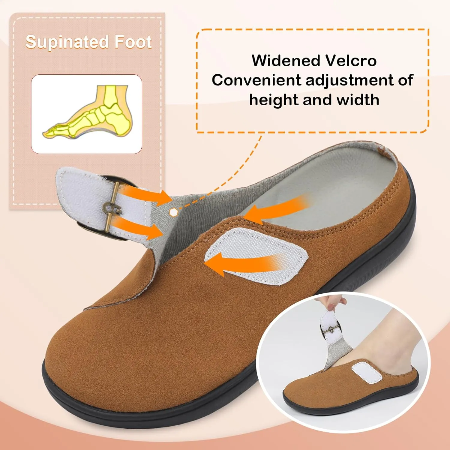 LeIsfIt Womens Wide Clogs Adjustable Diabetic Mules Slip on Clog Slippers for Swollen Edema Feet Wide Width Mules Potato Shoes