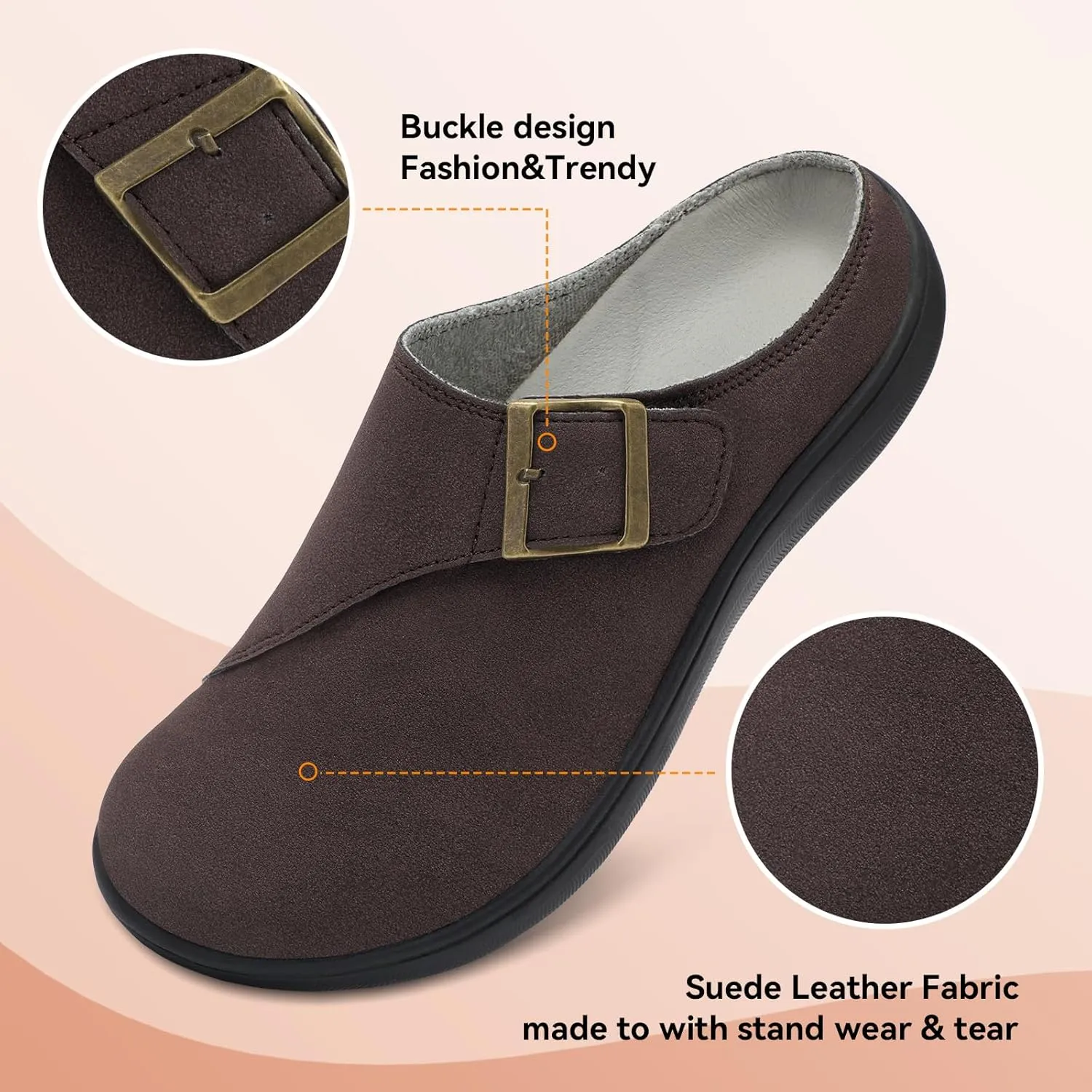 LeIsfIt Womens Wide Clogs Adjustable Diabetic Mules Slip on Clog Slippers for Swollen Edema Feet Wide Width Mules Potato Shoes