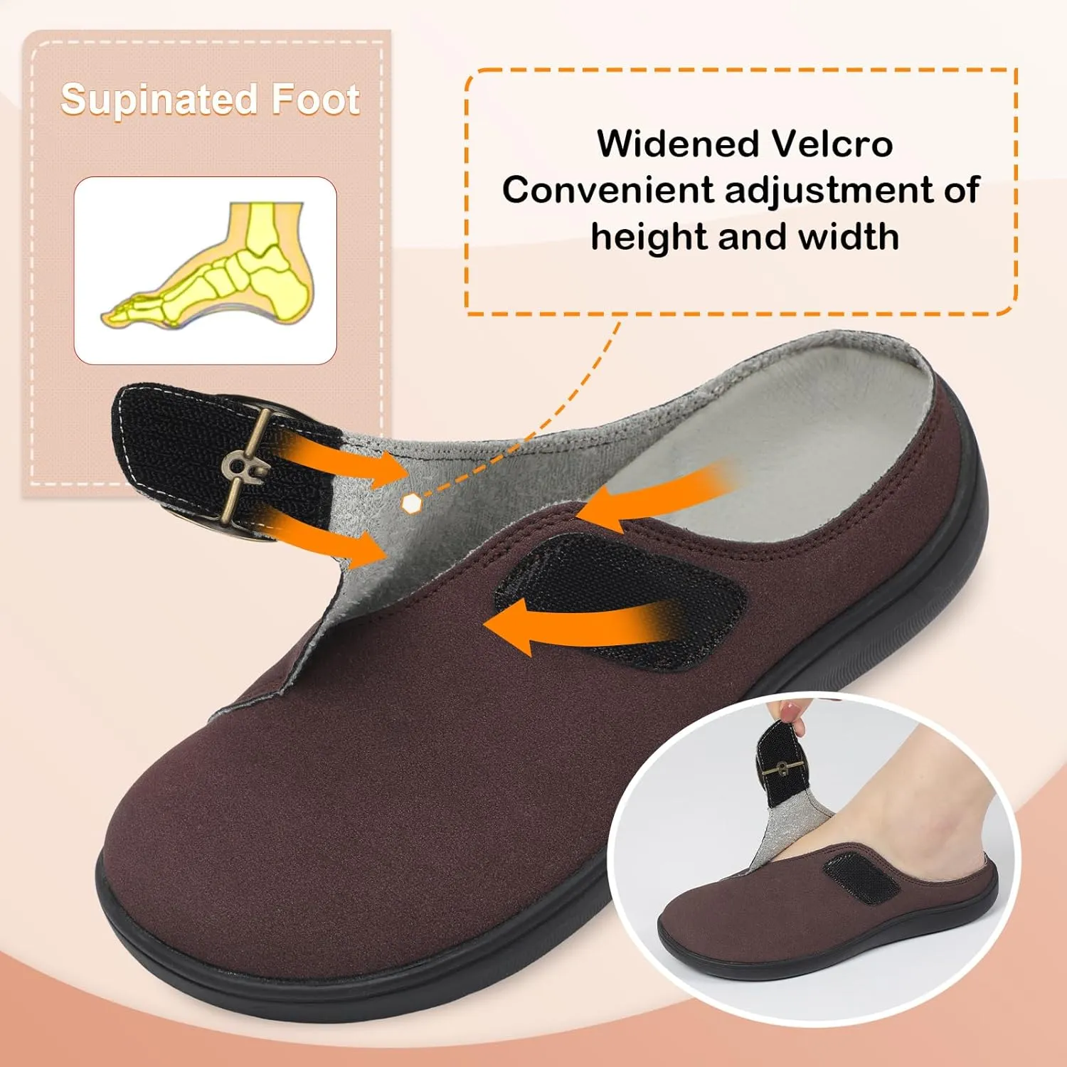 LeIsfIt Womens Wide Clogs Adjustable Diabetic Mules Slip on Clog Slippers for Swollen Edema Feet Wide Width Mules Potato Shoes