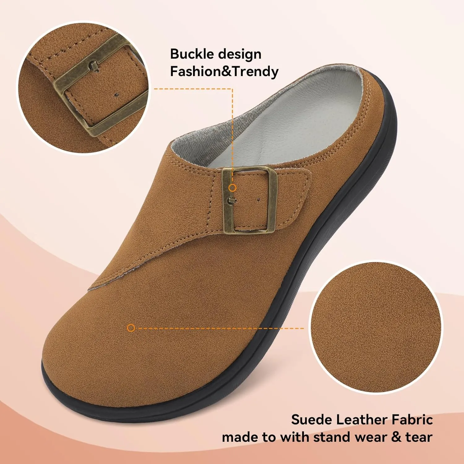 LeIsfIt Womens Wide Clogs Adjustable Diabetic Mules Slip on Clog Slippers for Swollen Edema Feet Wide Width Mules Potato Shoes