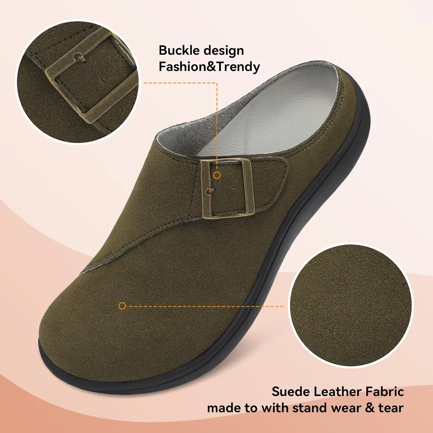LeIsfIt Womens Wide Clogs Adjustable Diabetic Mules Slip on Clog Slippers for Swollen Edema Feet Wide Width Mules Potato Shoes