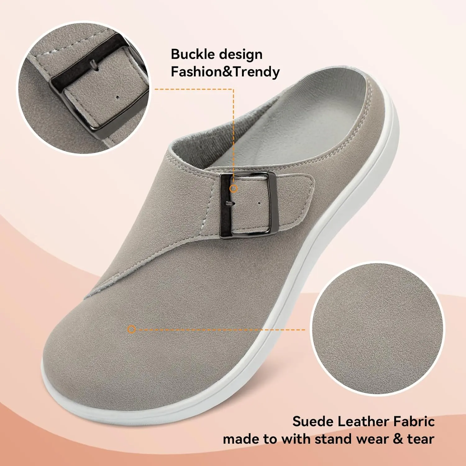 LeIsfIt Womens Wide Clogs Adjustable Diabetic Mules Slip on Clog Slippers for Swollen Edema Feet Wide Width Mules Potato Shoes