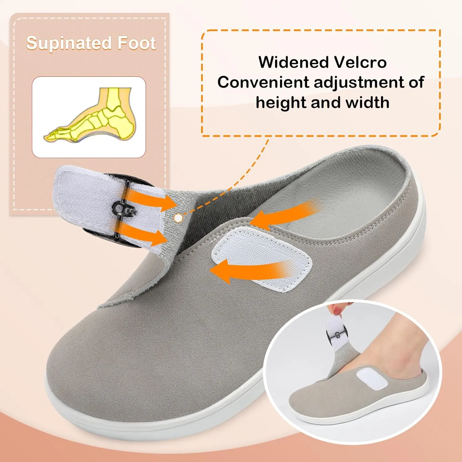 LeIsfIt Womens Wide Clogs Adjustable Diabetic Mules Slip on Clog Slippers for Swollen Edema Feet Wide Width Mules Potato Shoes