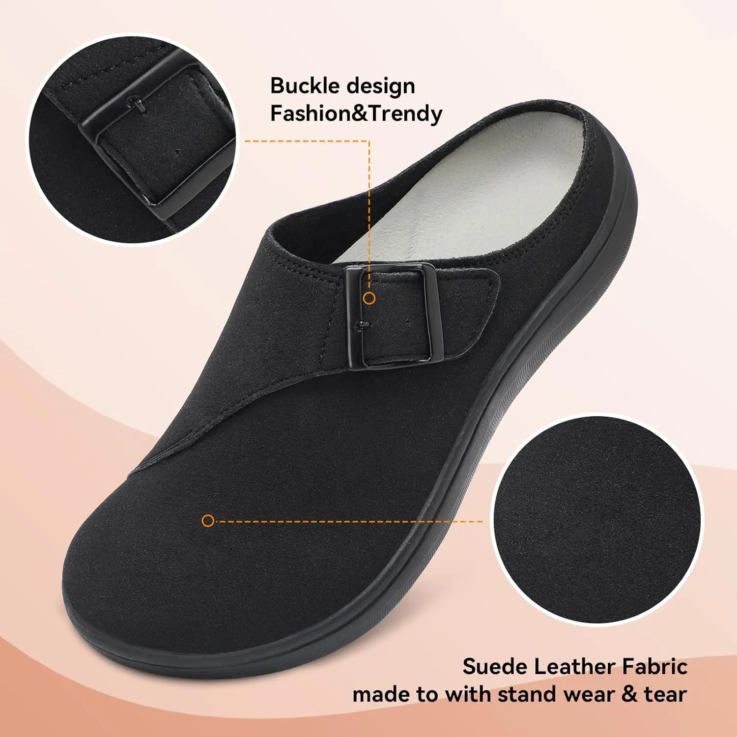 LeIsfIt Womens Wide Clogs Adjustable Diabetic Mules Slip on Clog Slippers for Swollen Edema Feet Wide Width Mules Potato Shoes