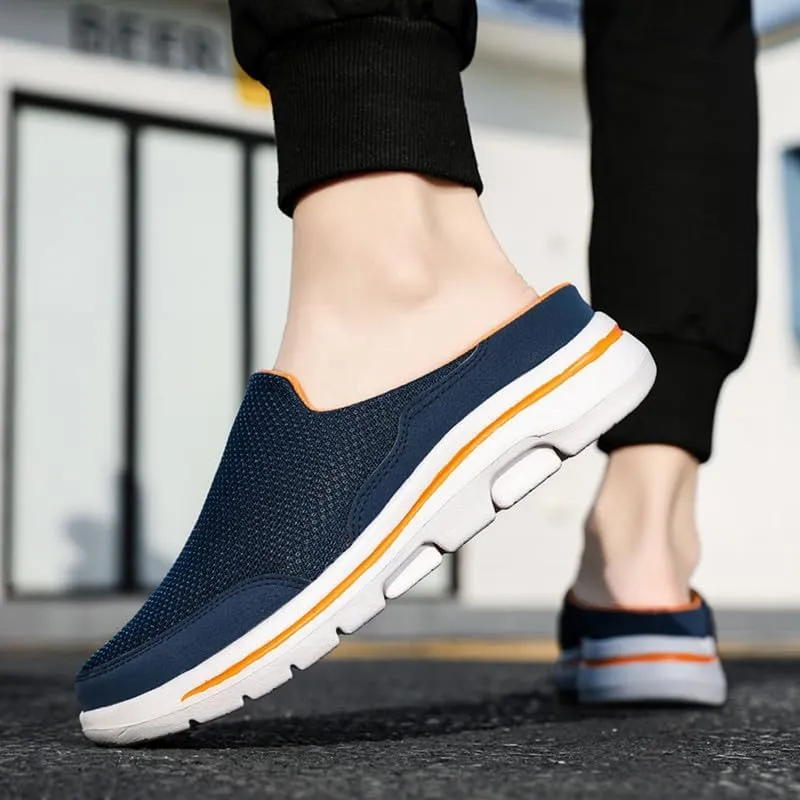 LLTMALL Men's Backless Mesh Walking Mules Shoes Comfort Slip on Garden Clog Slippers
