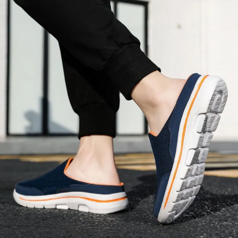 LLTMALL Men's Backless Mesh Walking Mules Shoes Comfort Slip on Garden Clog Slippers