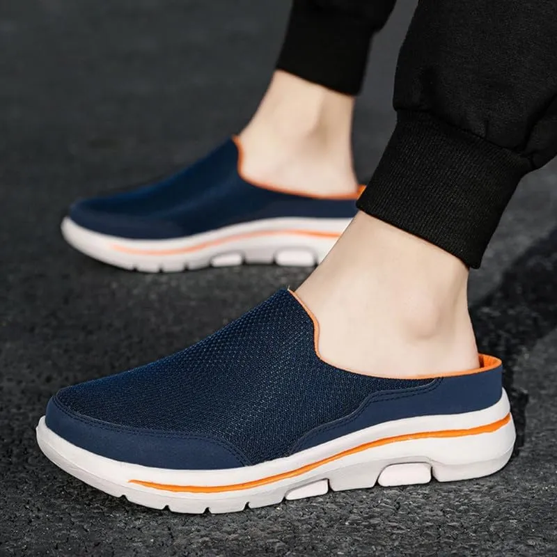 LLTMALL Men's Backless Mesh Walking Mules Shoes Comfort Slip on Garden Clog Slippers