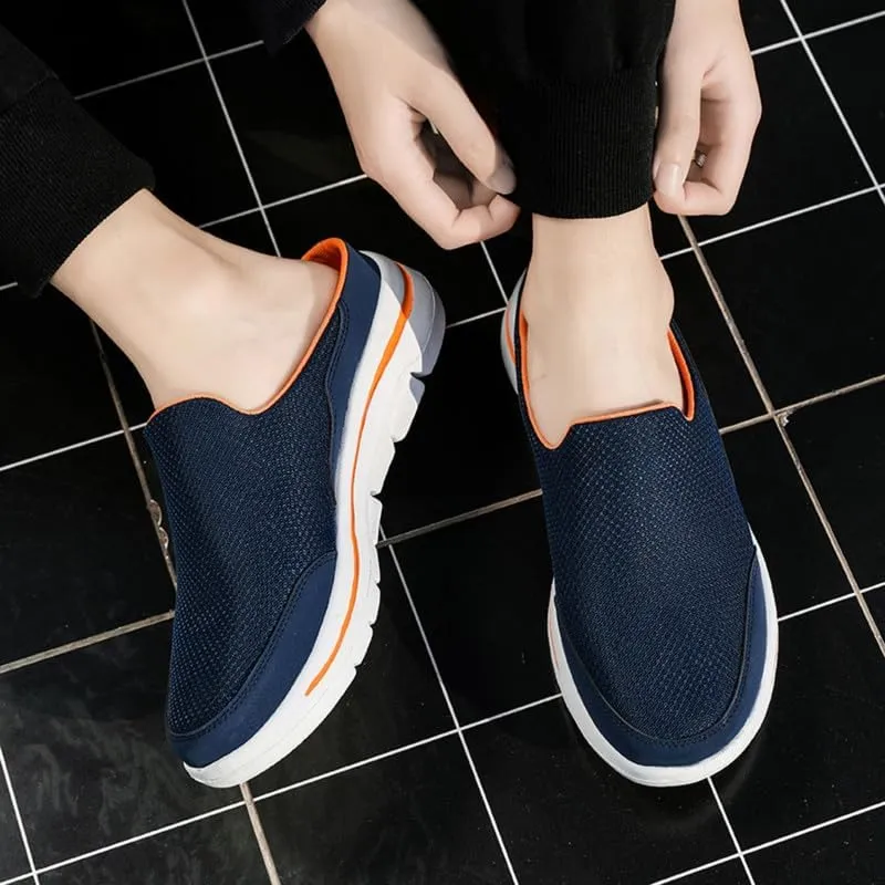 LLTMALL Men's Backless Mesh Walking Mules Shoes Comfort Slip on Garden Clog Slippers