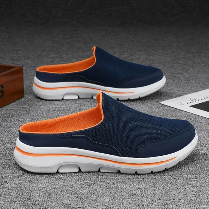 LLTMALL Men's Backless Mesh Walking Mules Shoes Comfort Slip on Garden Clog Slippers