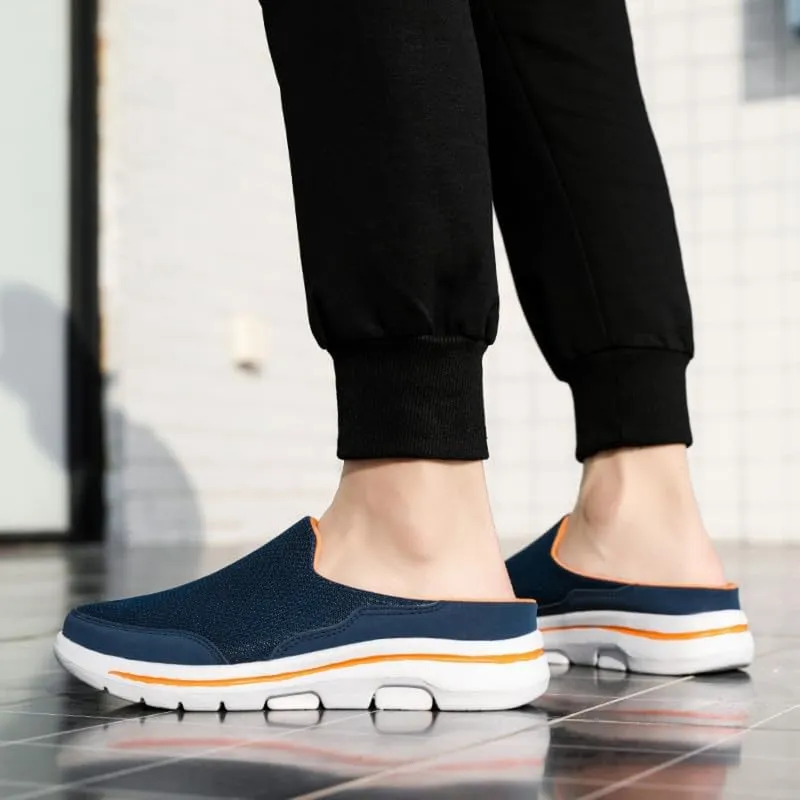 LLTMALL Men's Backless Mesh Walking Mules Shoes Comfort Slip on Garden Clog Slippers