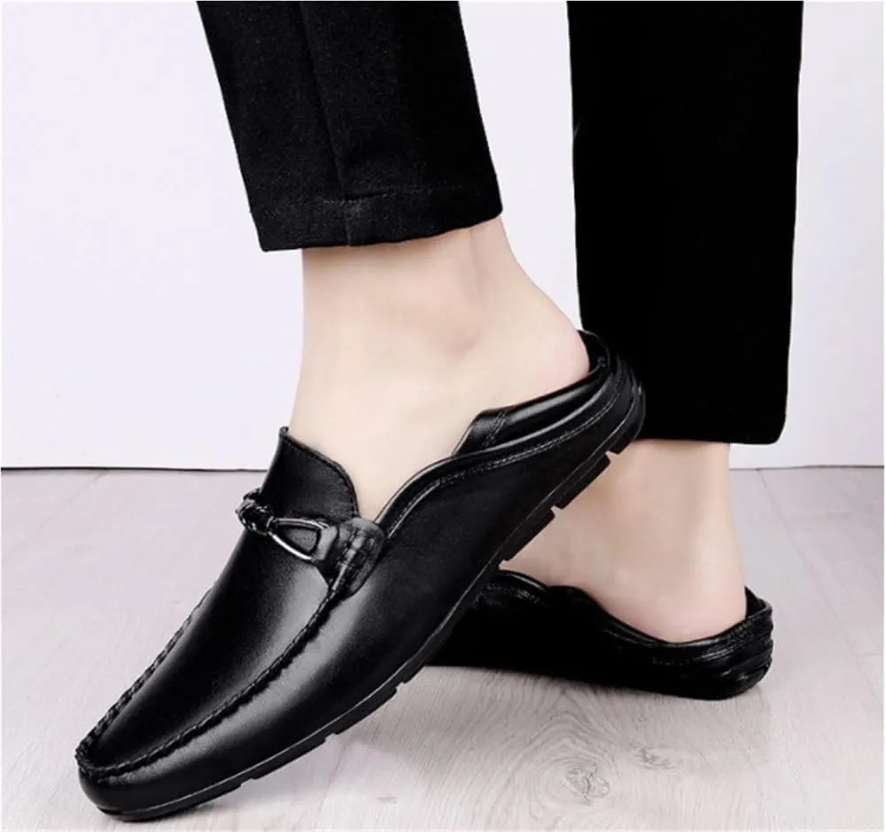 Loafers for Men Round Toe Leather Loafer Shoes Flexible Comfortable Lightweight Wedding Slip-on