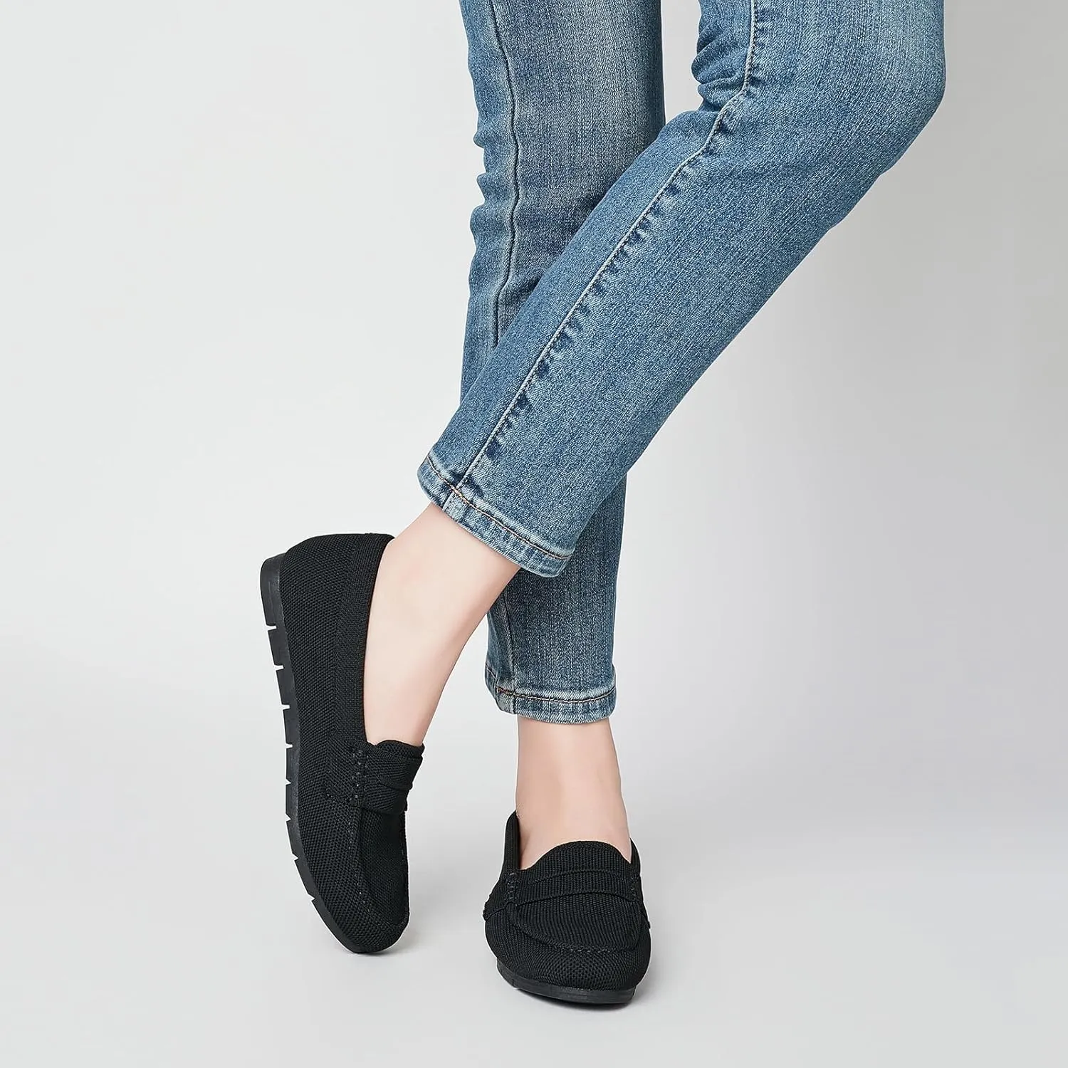 Loafers for Women Comfortable Dressy Casual Work Flats Lightweight & Breathable Slip On Walking Shoes Knit