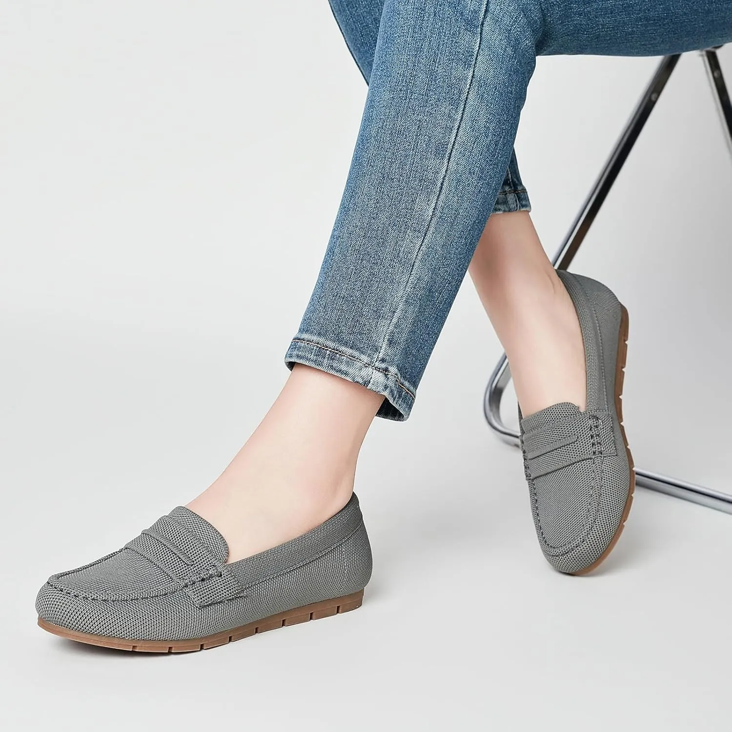 Loafers for Women Comfortable Dressy Casual Work Flats Lightweight & Breathable Slip On Walking Shoes Knit
