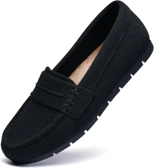 Loafers for Women Comfortable Dressy Casual Work Flats Lightweight & Breathable Slip On Walking Shoes Knit