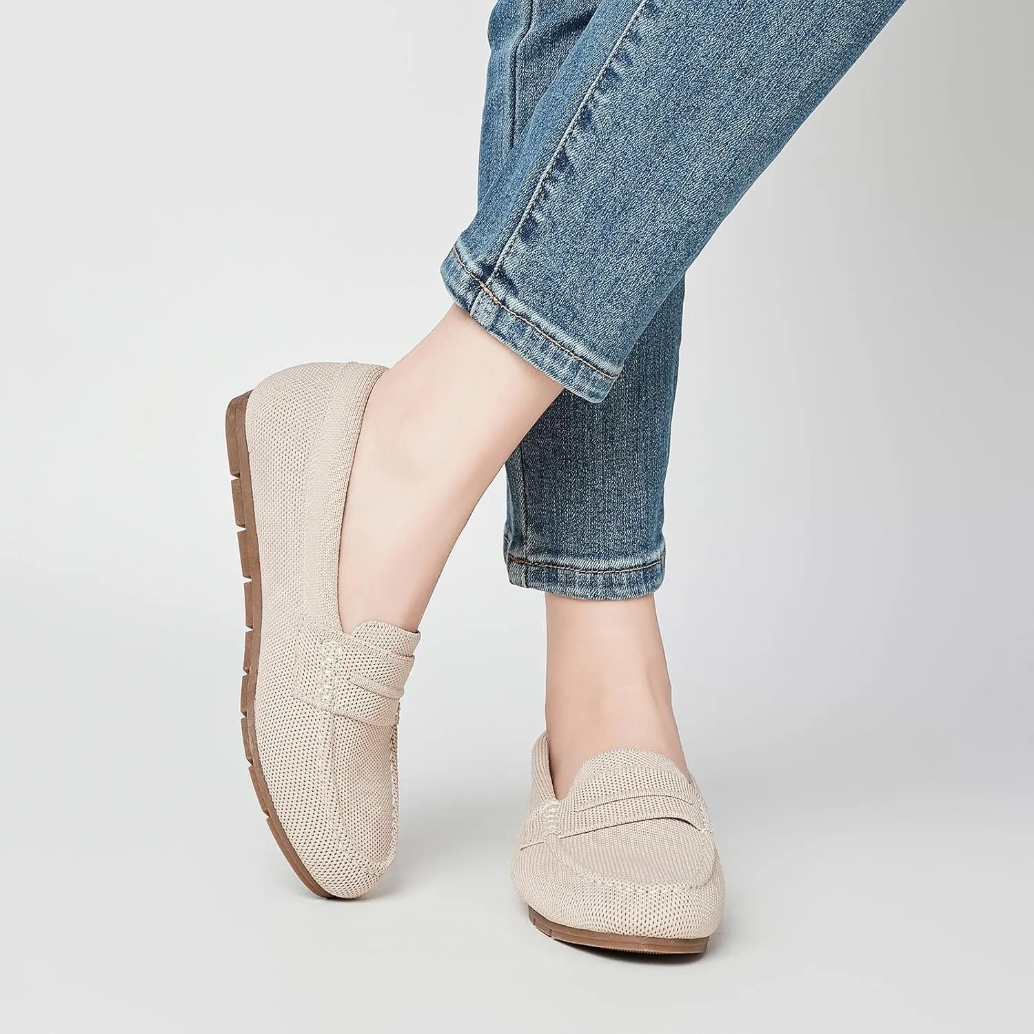 Loafers for Women Comfortable Dressy Casual Work Flats Lightweight & Breathable Slip On Walking Shoes Knit