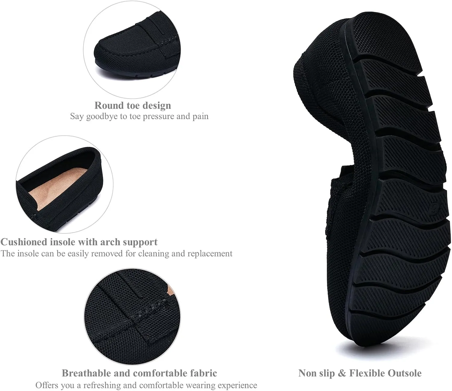 Loafers for Women Comfortable Dressy Casual Work Flats Lightweight & Breathable Slip On Walking Shoes Knit