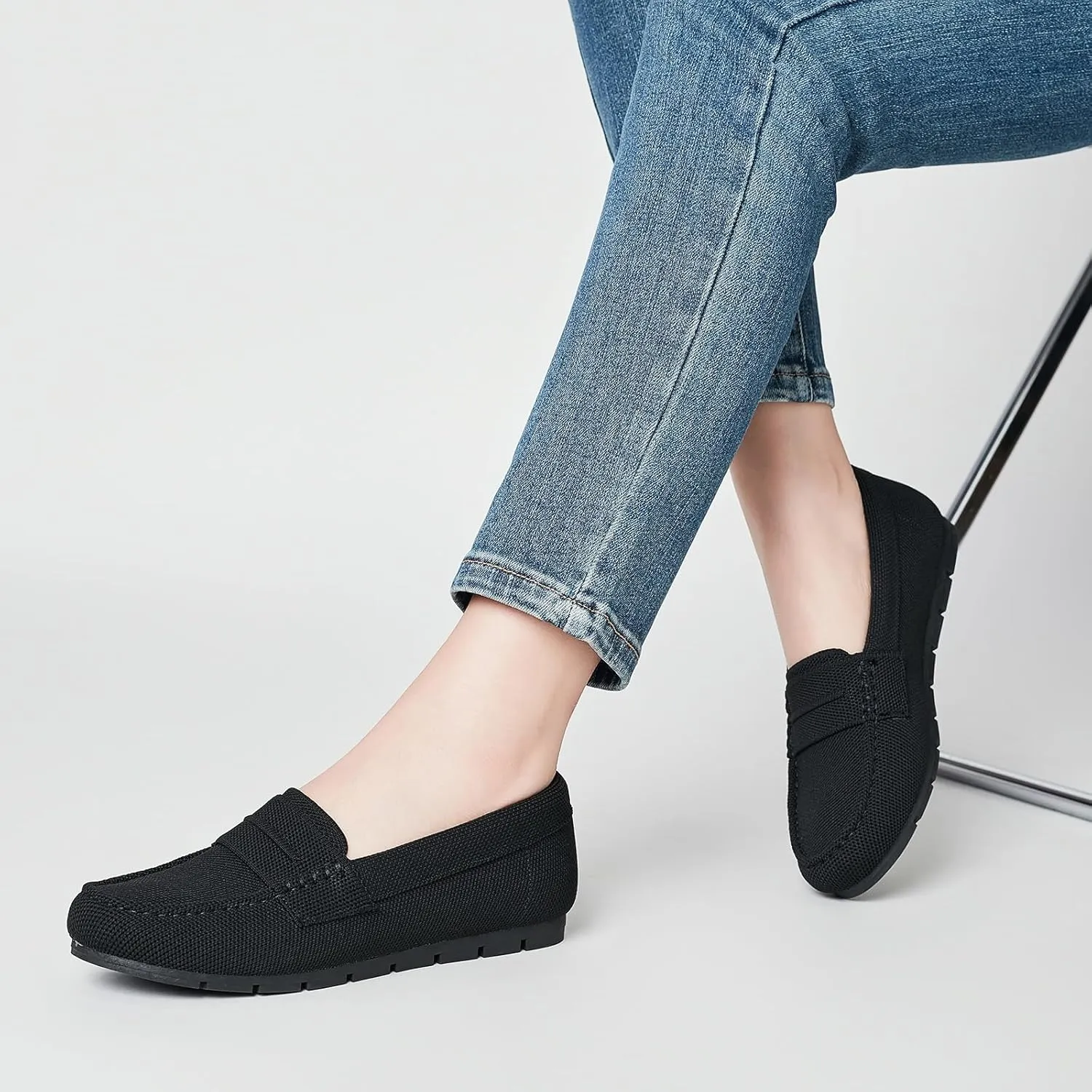 Loafers for Women Comfortable Dressy Casual Work Flats Lightweight & Breathable Slip On Walking Shoes Knit