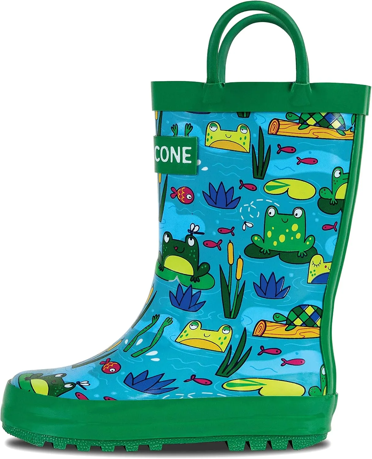 Lone Cone Kids Rain Boots for Girls & Boys – Waterproof Natural Rubber Toddler Rain Boots with Non-Slip Outsole & Easy Pull Handles – Solid, Pattern & Glitter Designs
