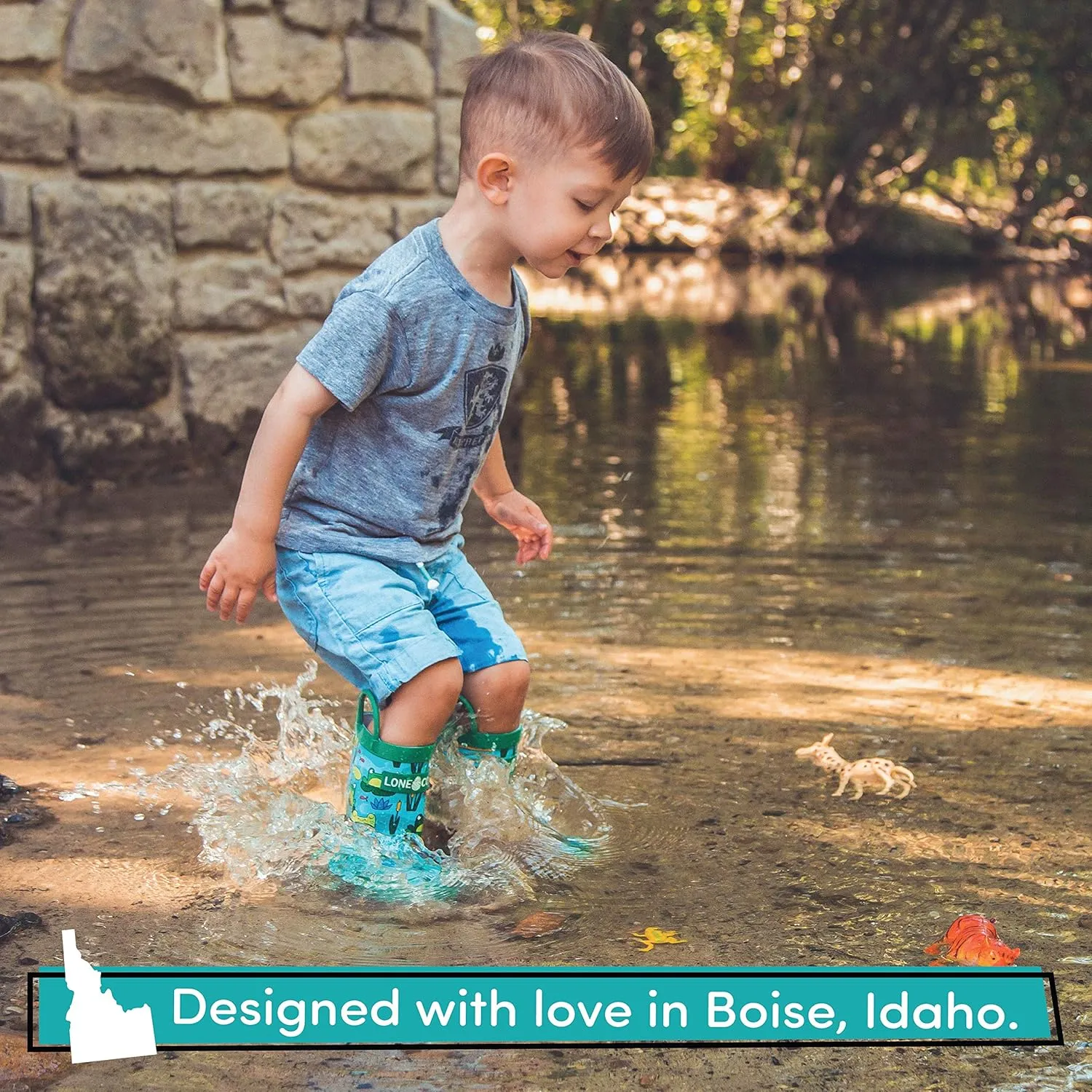 Lone Cone Kids Rain Boots for Girls & Boys – Waterproof Natural Rubber Toddler Rain Boots with Non-Slip Outsole & Easy Pull Handles – Solid, Pattern & Glitter Designs