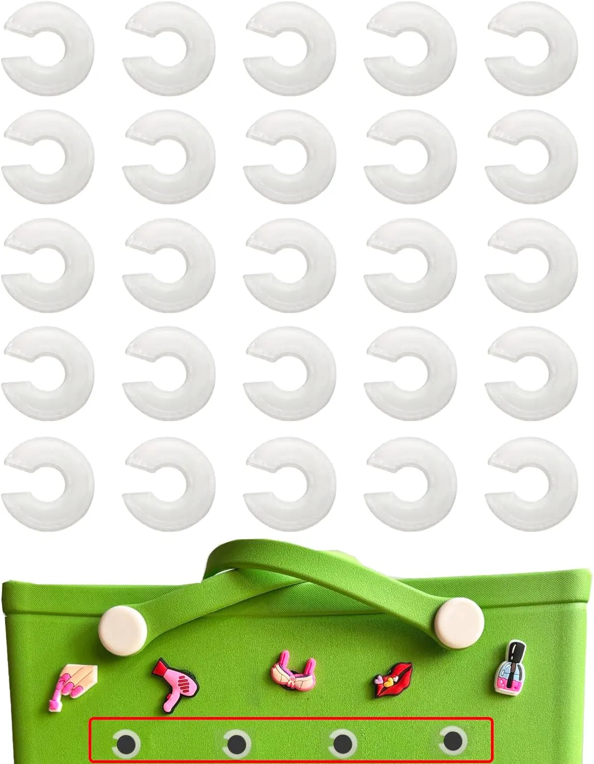Lopau Charm Fastners Insert Accessory for Bogg Bag, Keep Charms From Falling Off Blank Bit Accessories Compatible with Bogg, Simply Southern Beach Tote