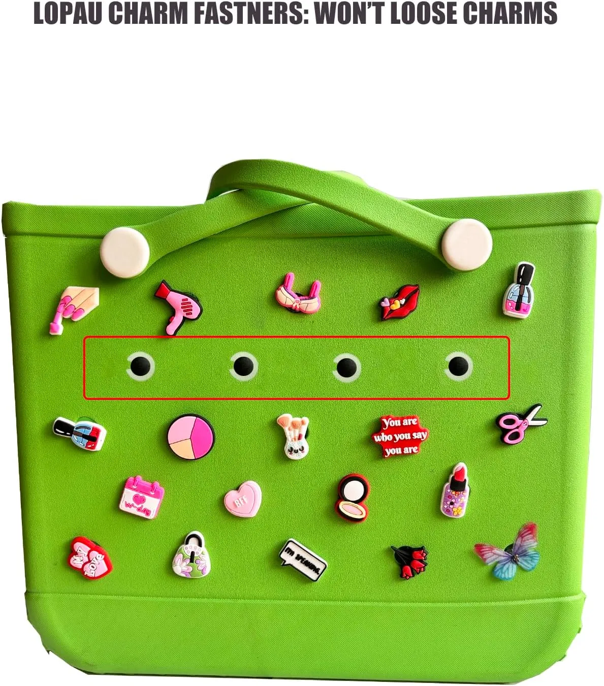 Lopau Charm Fastners Insert Accessory for Bogg Bag, Keep Charms From Falling Off Blank Bit Accessories Compatible with Bogg, Simply Southern Beach Tote