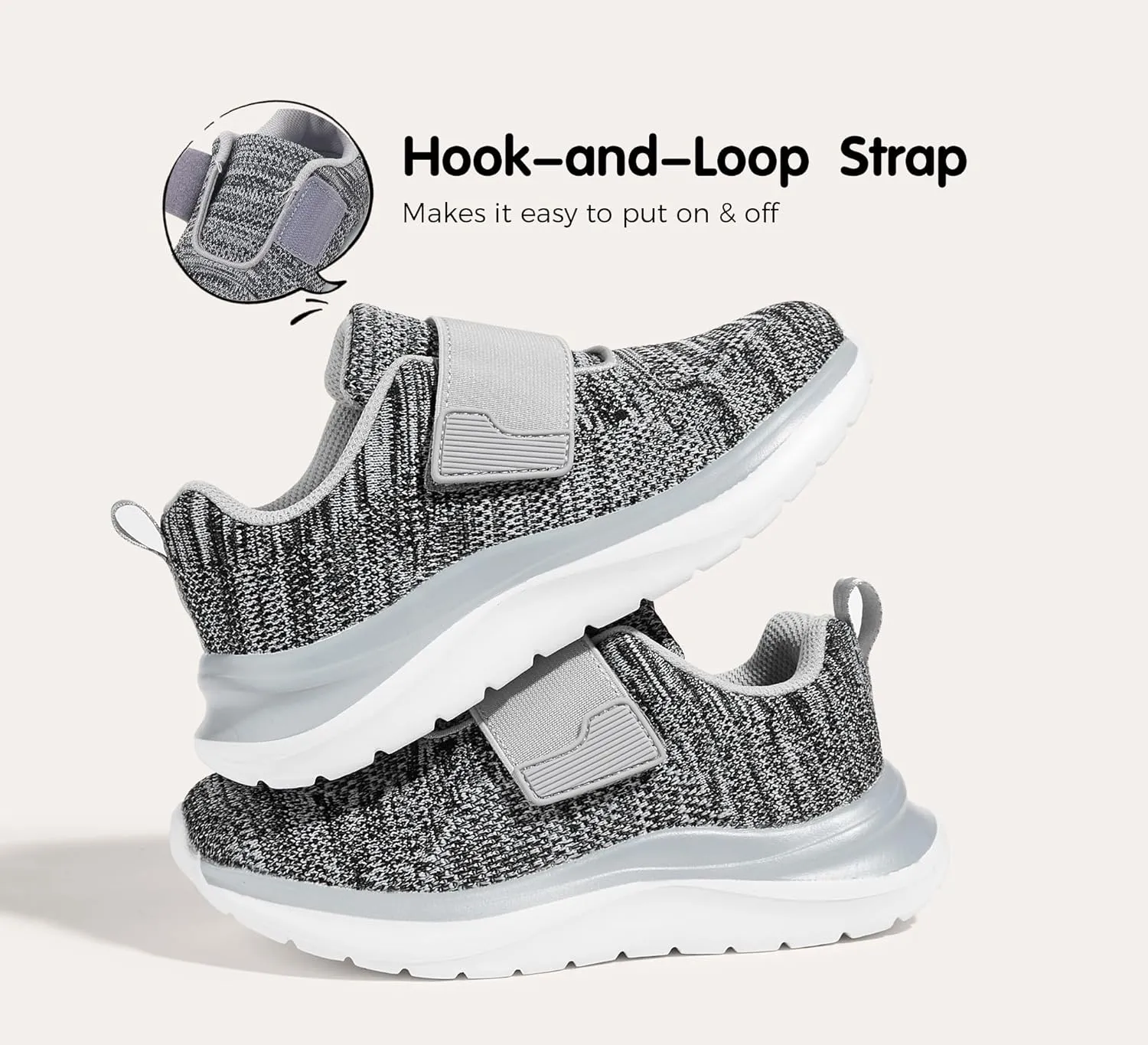 LUCKY STEP Boys Girls Tennis Shoes Kids Unisex Walking Running School Athletic Hook and Loops Strap Breathable for Toddler/Little Kid/Big Kid