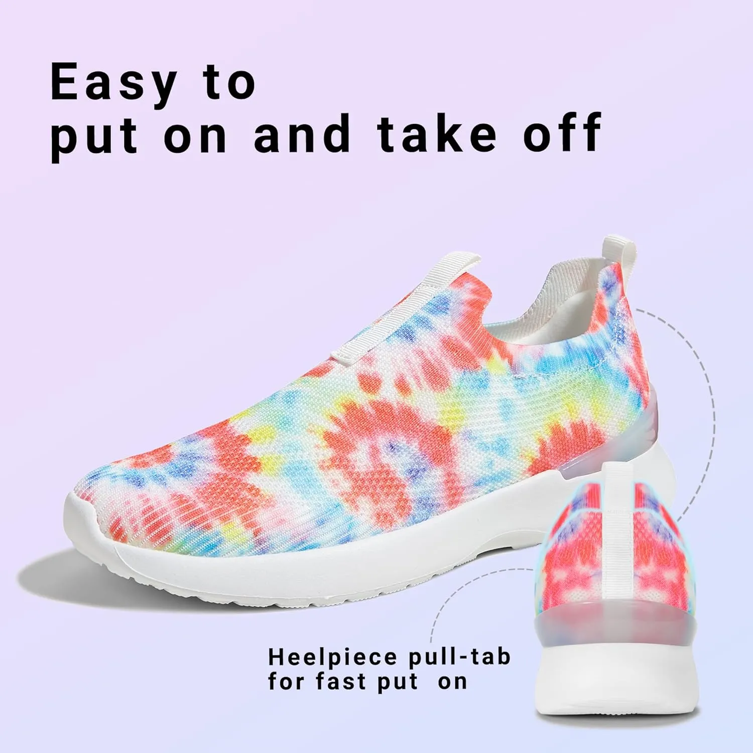 LUCKY STEP Women 's Mesh Slip on Walking Shoes Elastic Sock Comfortable Breathable Lightweight Fashion Sneaker