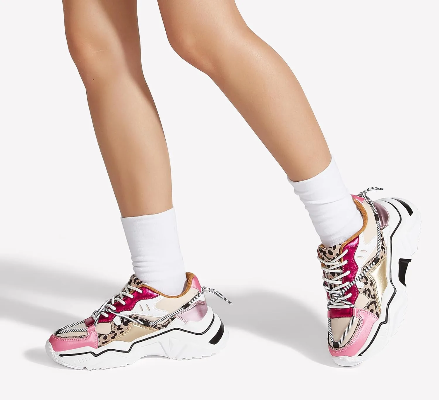 LUCKY STEP Women's Platform Colorful Fashion Sneakers Retro Colorblock Stylish Cute Chunky Dad Walking Shoes