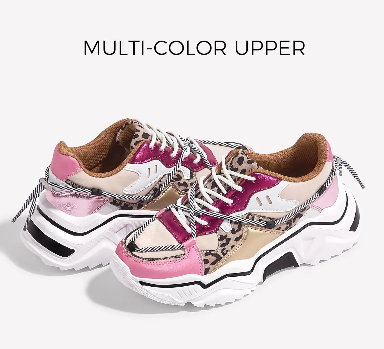 LUCKY STEP Women's Platform Colorful Fashion Sneakers Retro Colorblock Stylish Cute Chunky Dad Walking Shoes