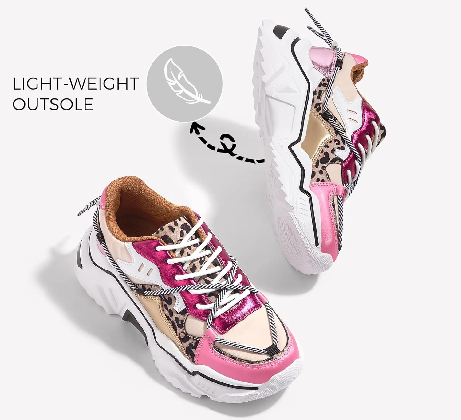 LUCKY STEP Women's Platform Colorful Fashion Sneakers Retro Colorblock Stylish Cute Chunky Dad Walking Shoes