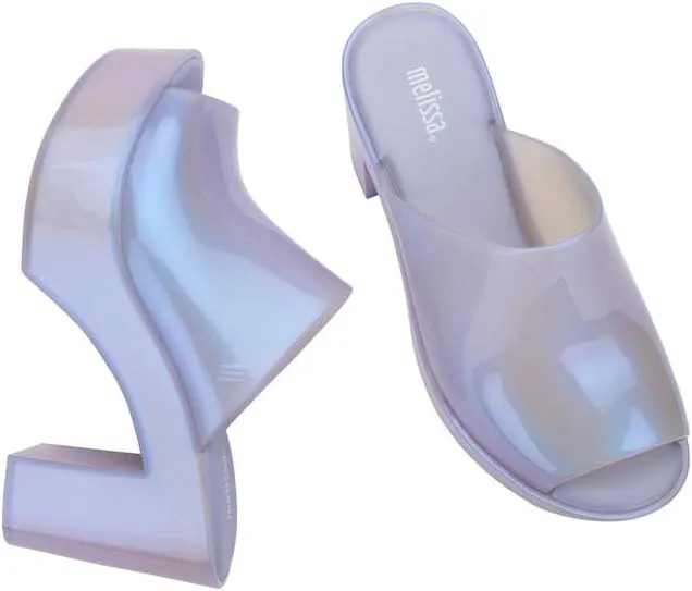 Melissa Mule Heel Collection - Fashion Sandal for Women - Iridescent Comfortable Mule Style - High-Shine Upper with Bubblegum Scent - Chic and Sophisticated