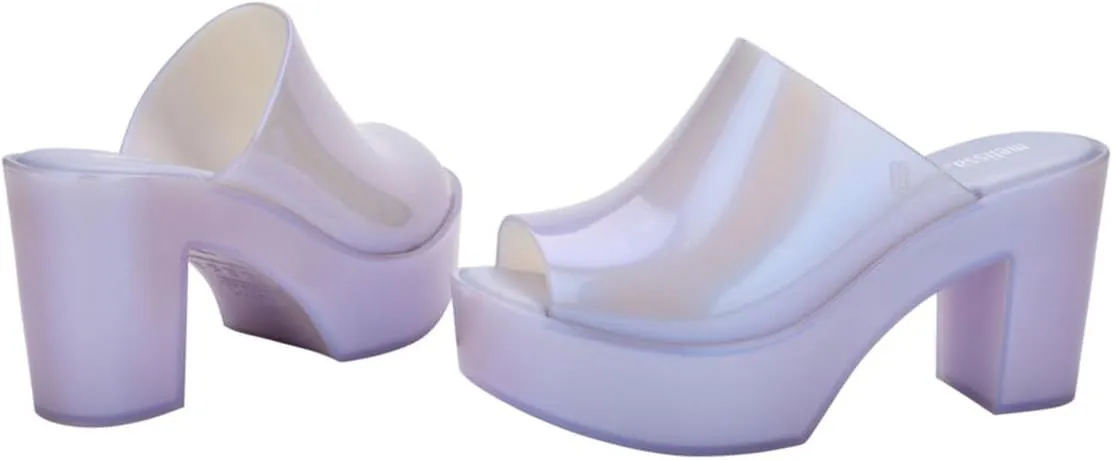 Melissa Mule Heel Collection - Fashion Sandal for Women - Iridescent Comfortable Mule Style - High-Shine Upper with Bubblegum Scent - Chic and Sophisticated