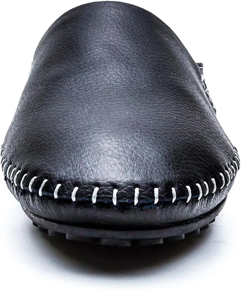 Men's Classic Leather Slippers Office Casual House Slip On Backless Loafers
