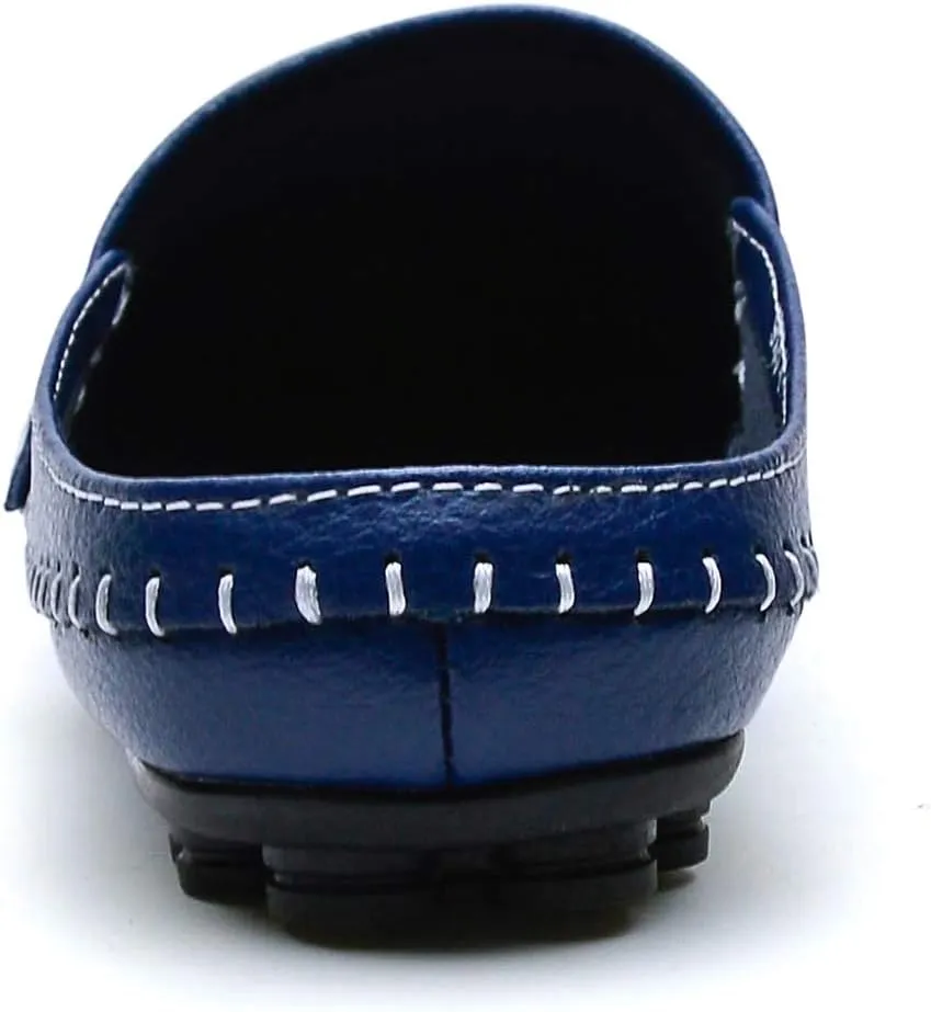 Men's Classic Leather Slippers Office Casual House Slip On Backless Loafers