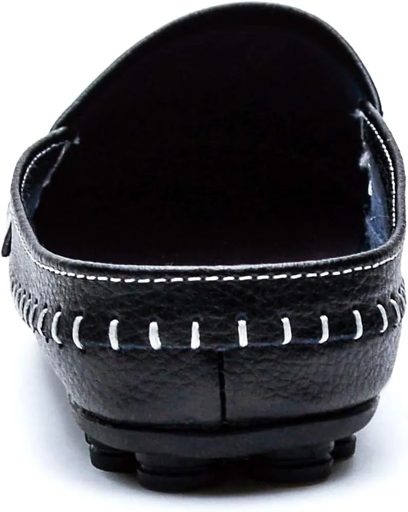 Men's Classic Leather Slippers Office Casual House Slip On Backless Loafers