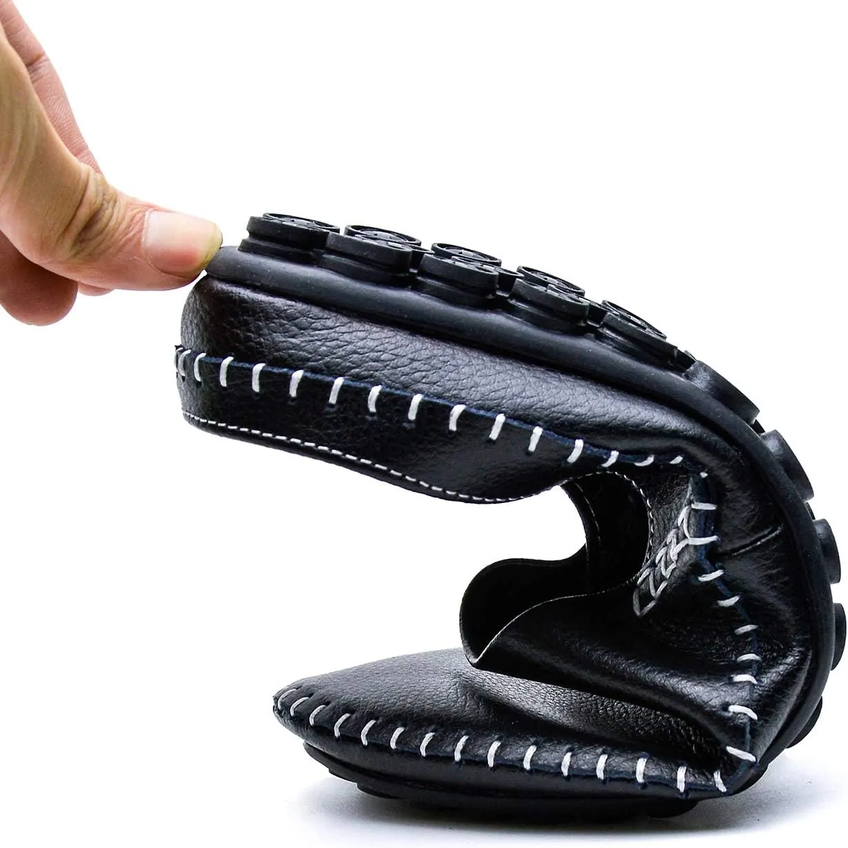 Men's Classic Leather Slippers Office Casual House Slip On Backless Loafers
