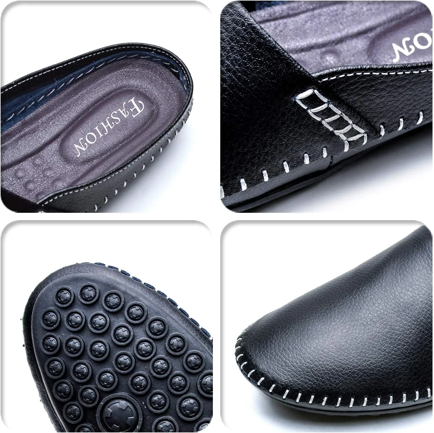 Men's Classic Leather Slippers Office Casual House Slip On Backless Loafers