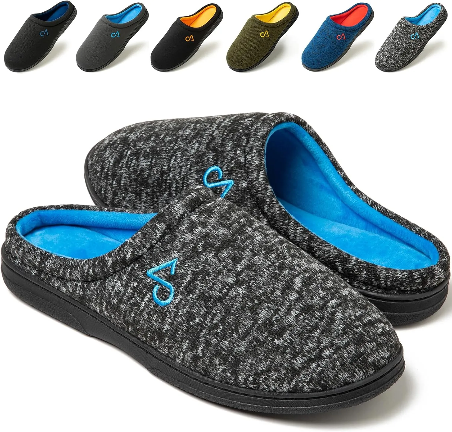 Men's Cozy House Slippers Indoor Shoes Memory Foam Insoles & Rubber Soles