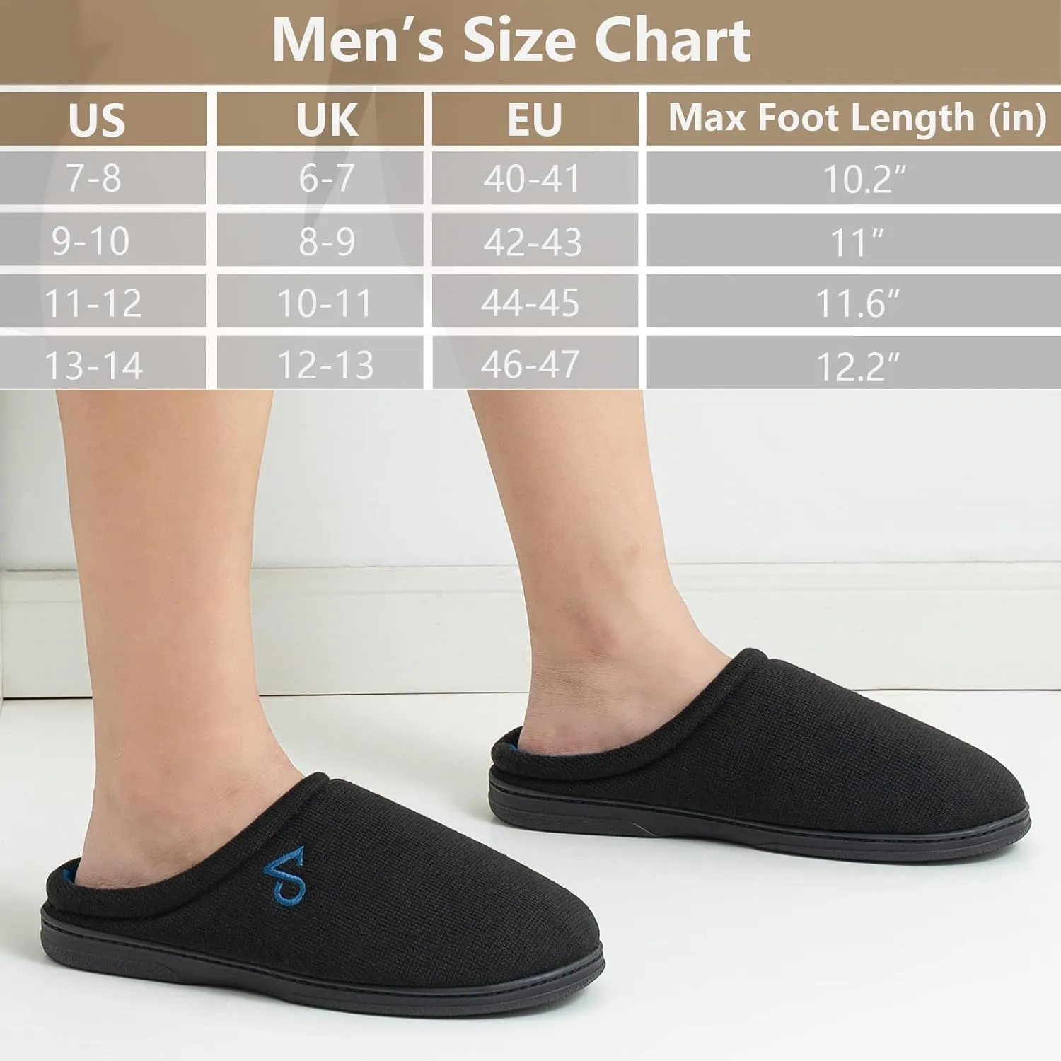 Men's Cozy House Slippers Indoor Shoes Memory Foam Insoles & Rubber Soles