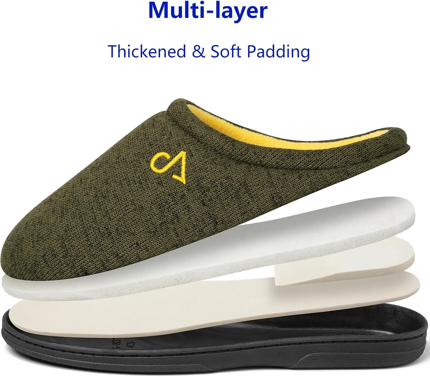 Men's Cozy House Slippers Indoor Shoes Memory Foam Insoles & Rubber Soles