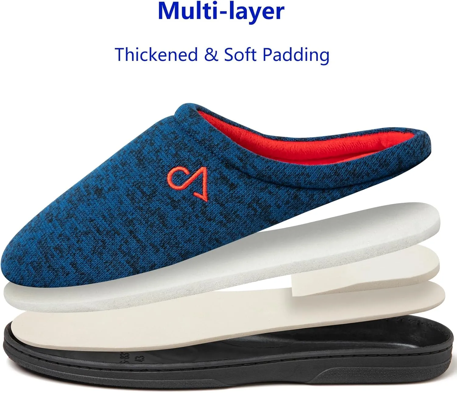 Men's Cozy House Slippers Indoor Shoes Memory Foam Insoles & Rubber Soles